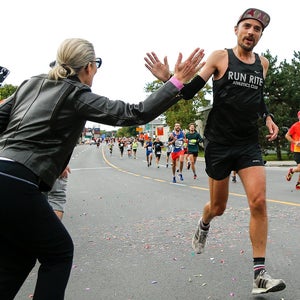 high five during a half marathon