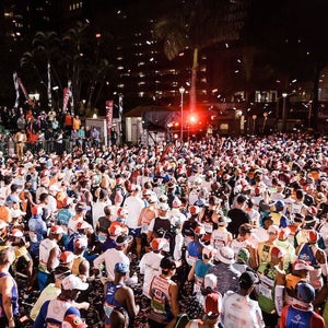 Runners take to the start of the 94th edition of the Comrades Marathon between Durban and Pietermaritzburg in Durban on June 09, 2019.