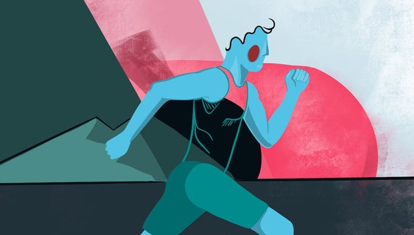 Running athlete abstract illustration.