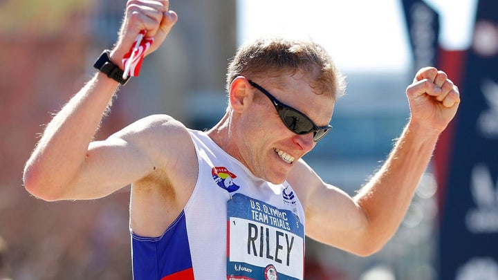 Jake Riley after finishing 3rd in the 2020 U.S. Olympic Team Trials Marathon