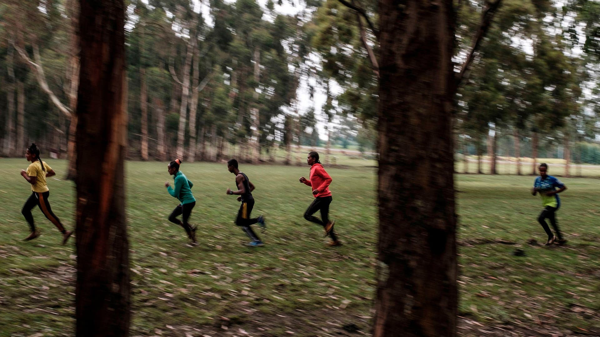 Ethiopian runners training