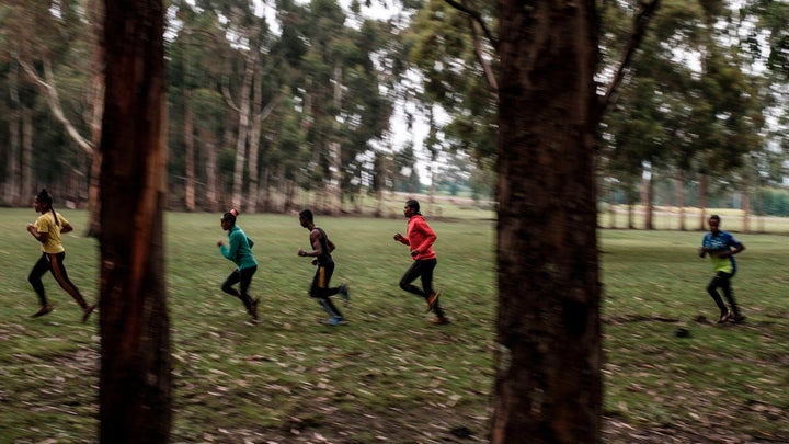 Ethiopian runners training 