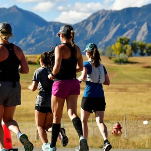 Runners racing a half-marathon in Boulder, CO.