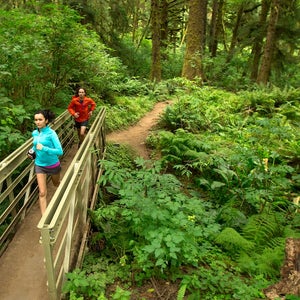 Jogging near the Oregon coast.