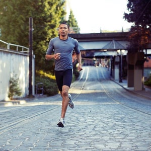 A man running in Portland, Oregon.