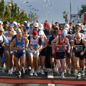 Start of a marathon race in Iceland.