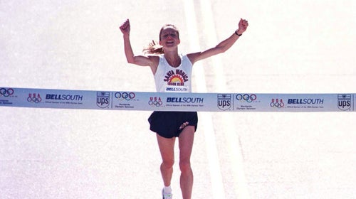 Jenny Spangler winning the 1996 Olympic Marathon Trials
