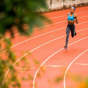 Athlete running on track