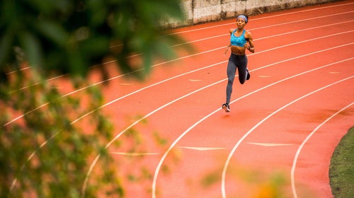 Athlete running on track