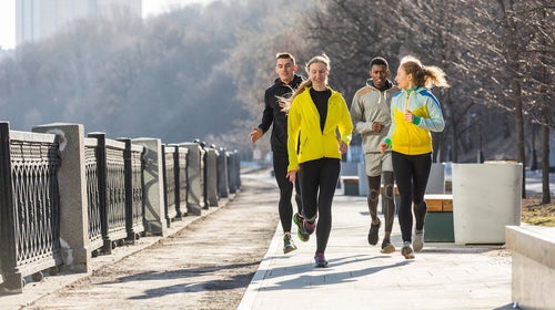 Group of friends running in the morning.