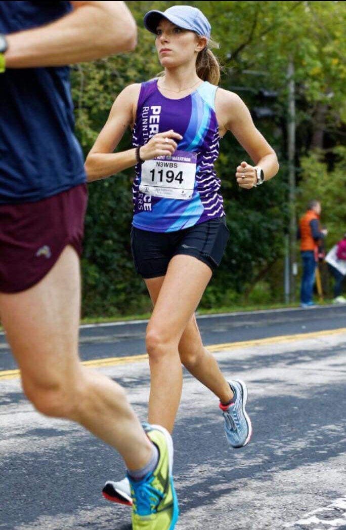 Heather mid-marathon