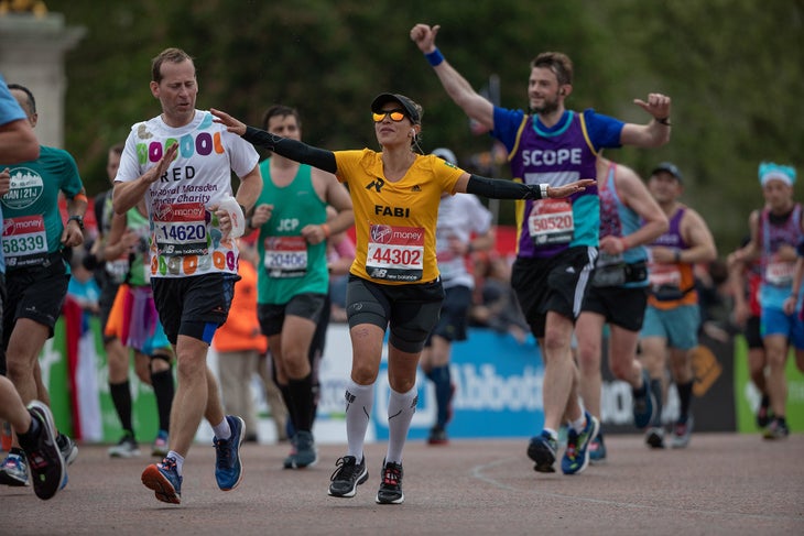 runners finishing London Marathon