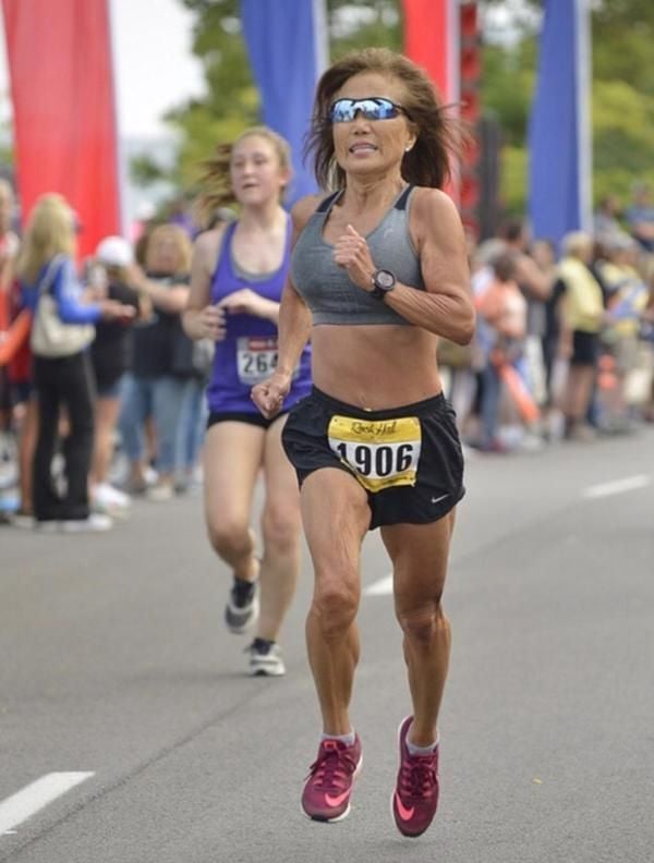 Jeannie Rice racing in a Cleveland road race.