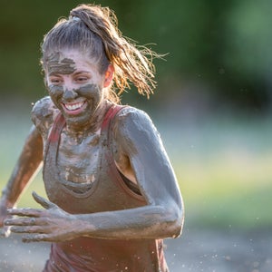 Woman during a mud run