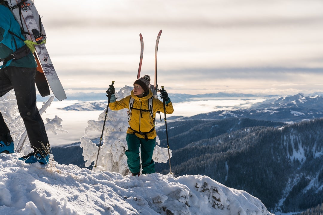 AMGA apprentice guide Rebecca Yaguda bootpacks up Mt. Glory