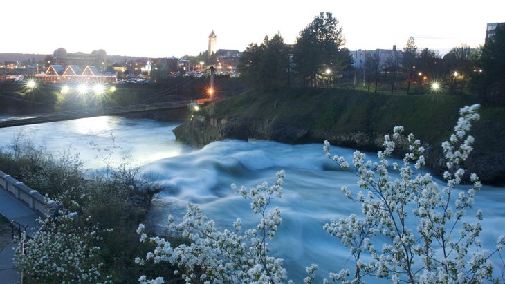 Spokane, Washington, in the spring. Photo taken of river.