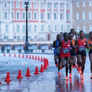 women's lead pack at the 2020 London Marathon
