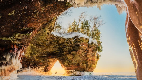 Apostle Islands Ice Caves at the coast of Lake Superior in Wisconsin.