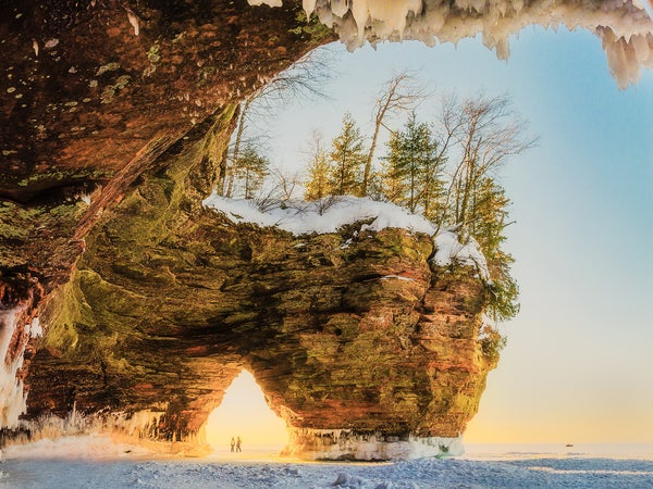 Apostle Islands Ice Caves at the coast of Lake Superior in Wisconsin.