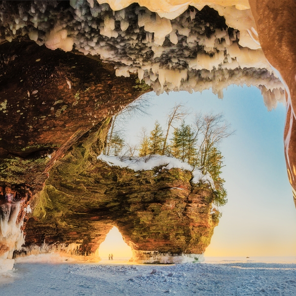 Apostle Islands Ice Caves at the coast of Lake Superior in Wisconsin.