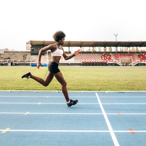 Athlete sprinting on a track
