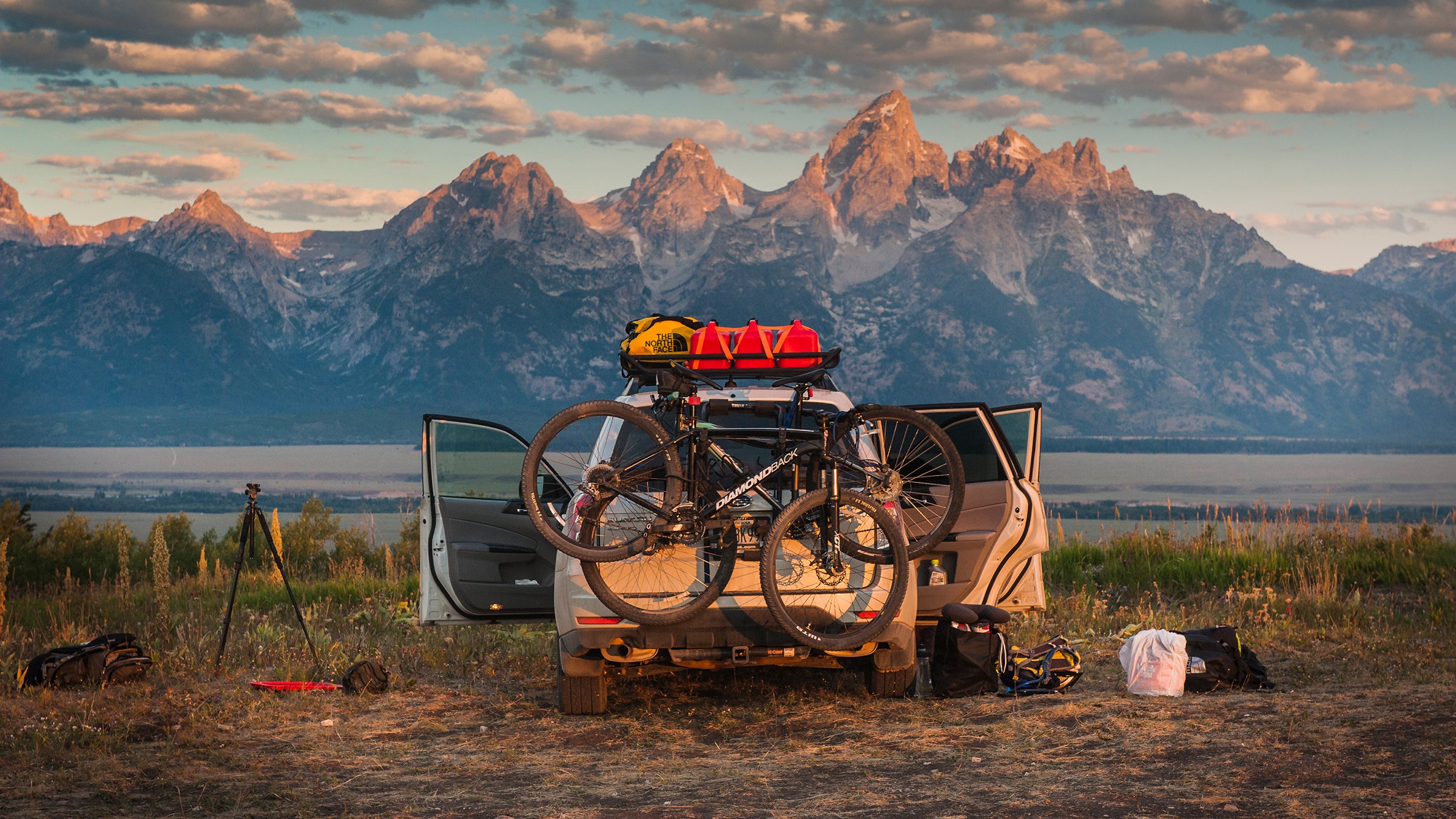 Car camping on Shadow Mountain, east of Grand Teton National Park affords beautiful views of sunrise and sunset over the Tetons.