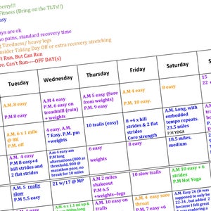 color coded training log