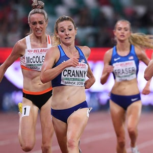 Elise Cranny competing on the track