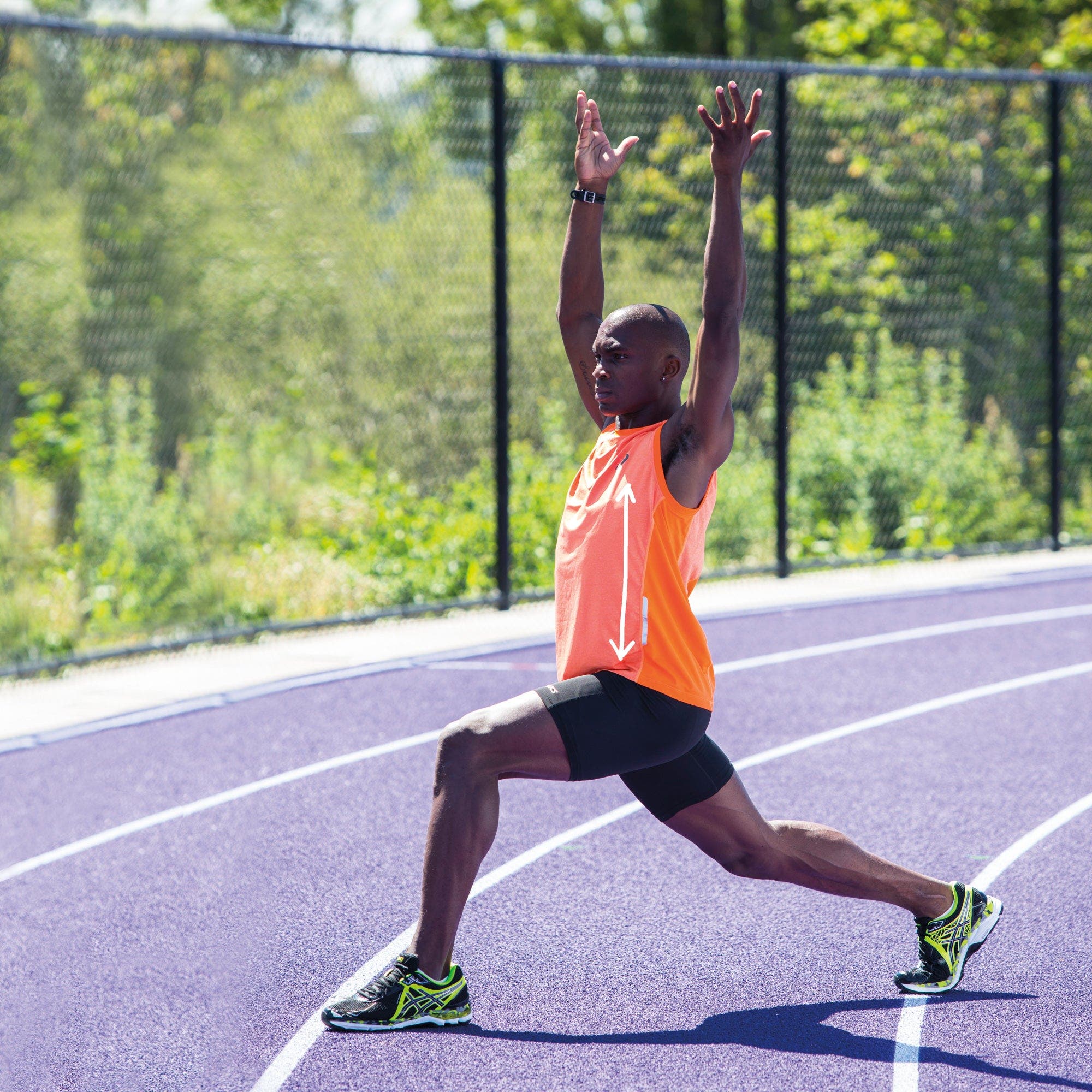 Man in a crescent lunge