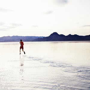 runner on lake