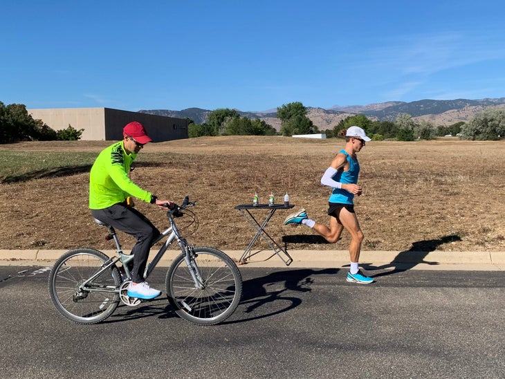 Dathan Ritzenhein and Parker Stinson training