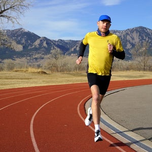 Jake Riley training on a track in Boulder 2021