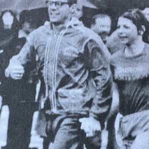 Sara Mae Berman finishing Boston in a women's course record in 1970