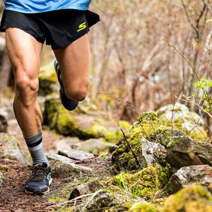 trail running on rough terrain
