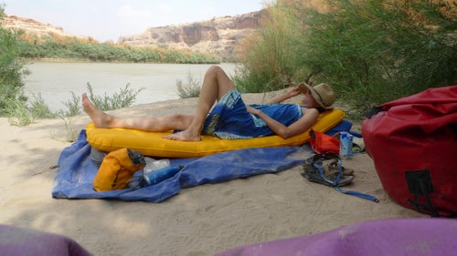 The author soaking up solitude on the Green River