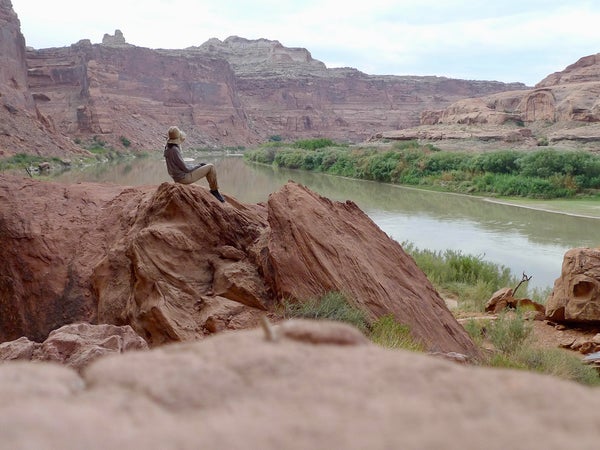 The author pondering her marriage on the Green River, Utah
