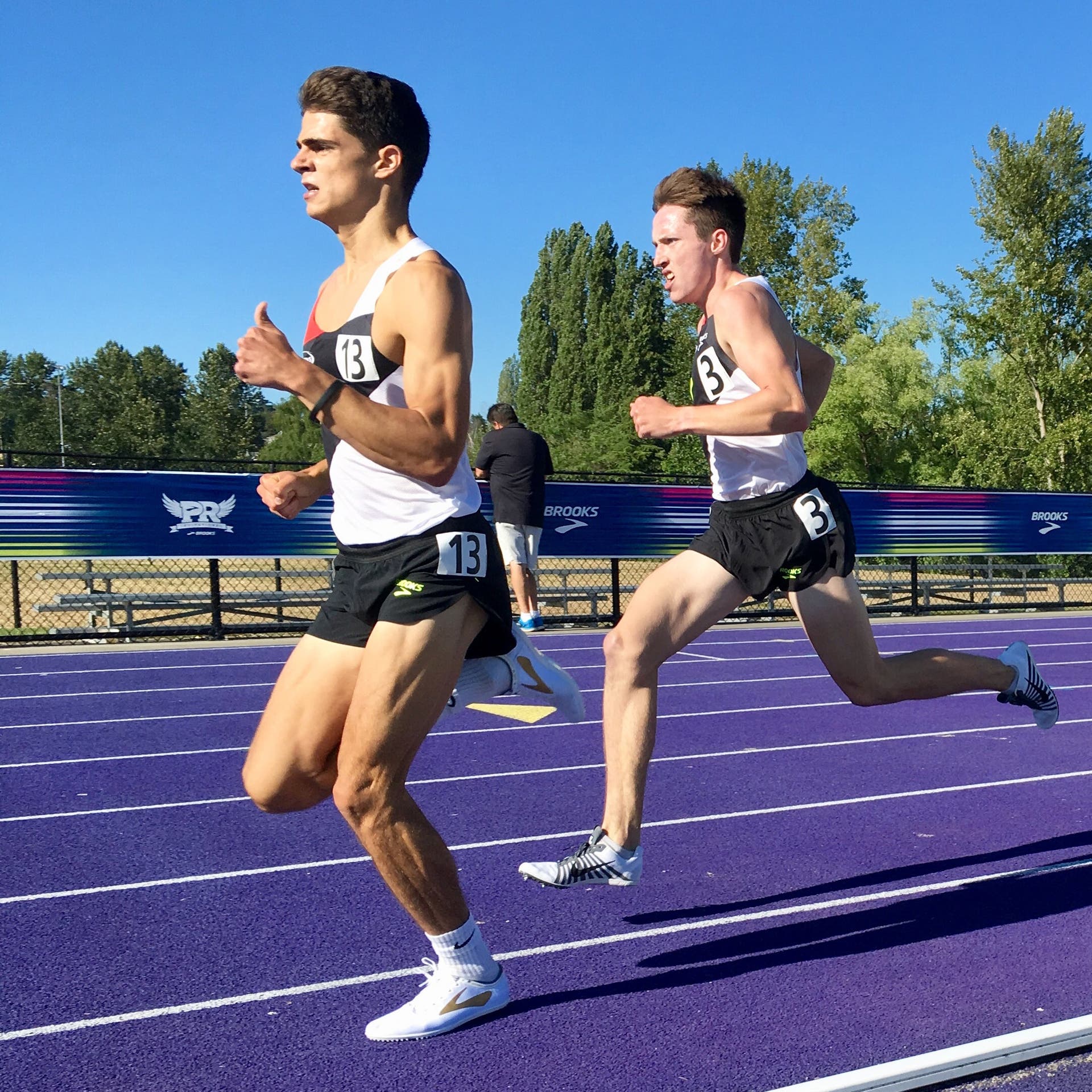 Nick Foster leading mile, Brooks PR