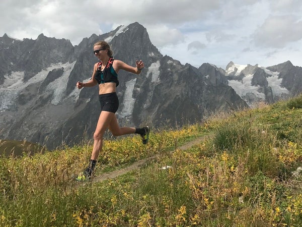 Keely running in the mountains.