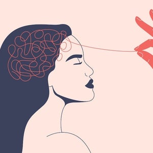 Illustration of someone pulling on thread that is actually someone's brain.