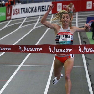 Elinor Purrier wins the Women's 2 mile final during the New Balance Indoor Grand Prix at Ocean Breeze Athletic Complex on February 13, 2021 in New York, New York.