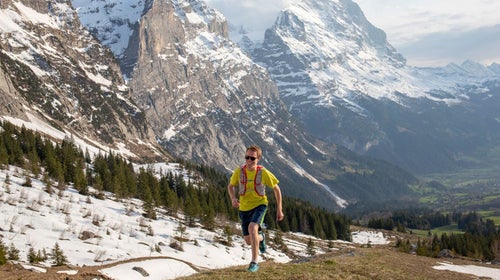 Man running in the mountains