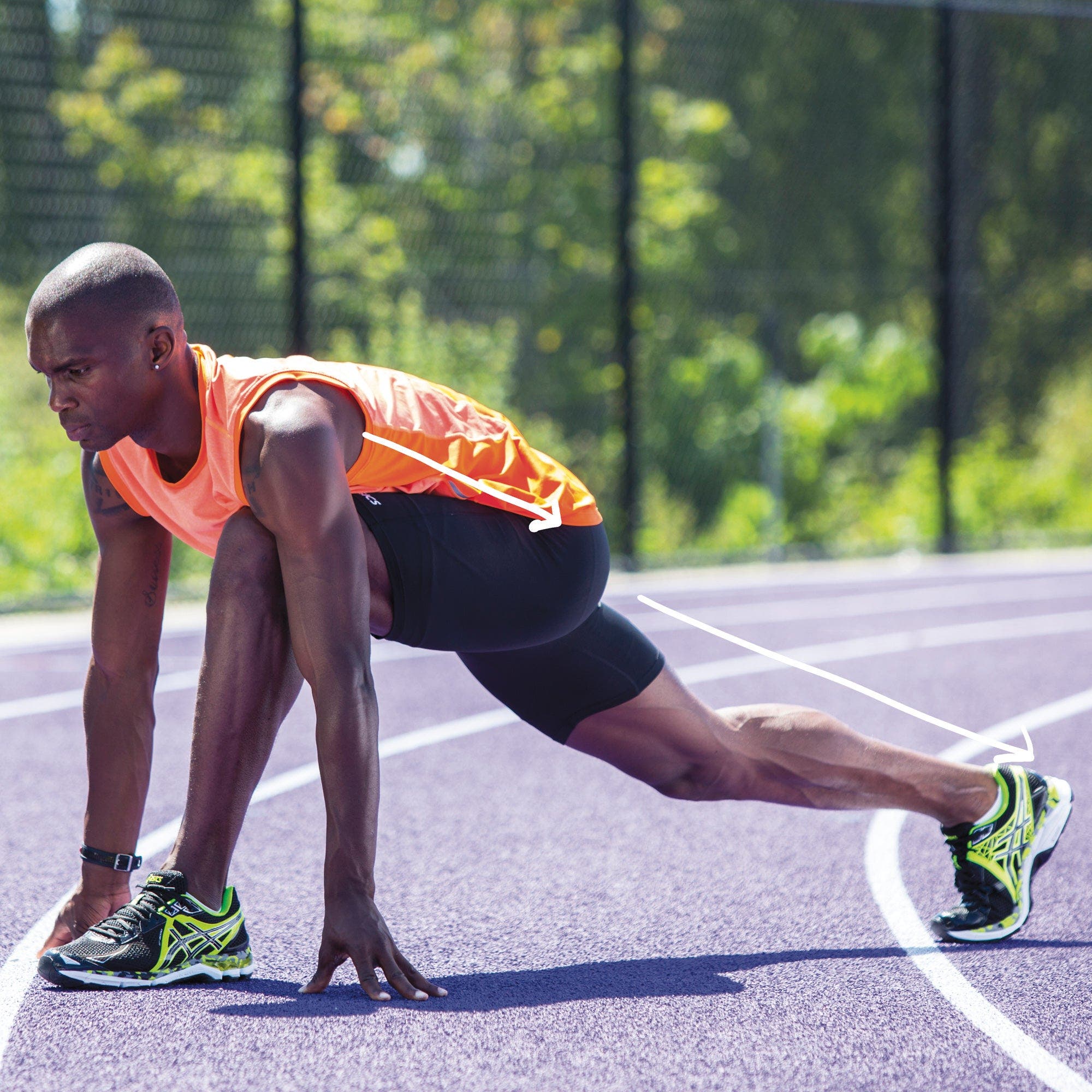 Man in a runner's lunge
