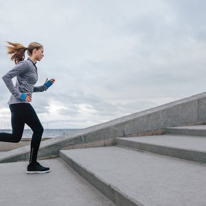 running up steps