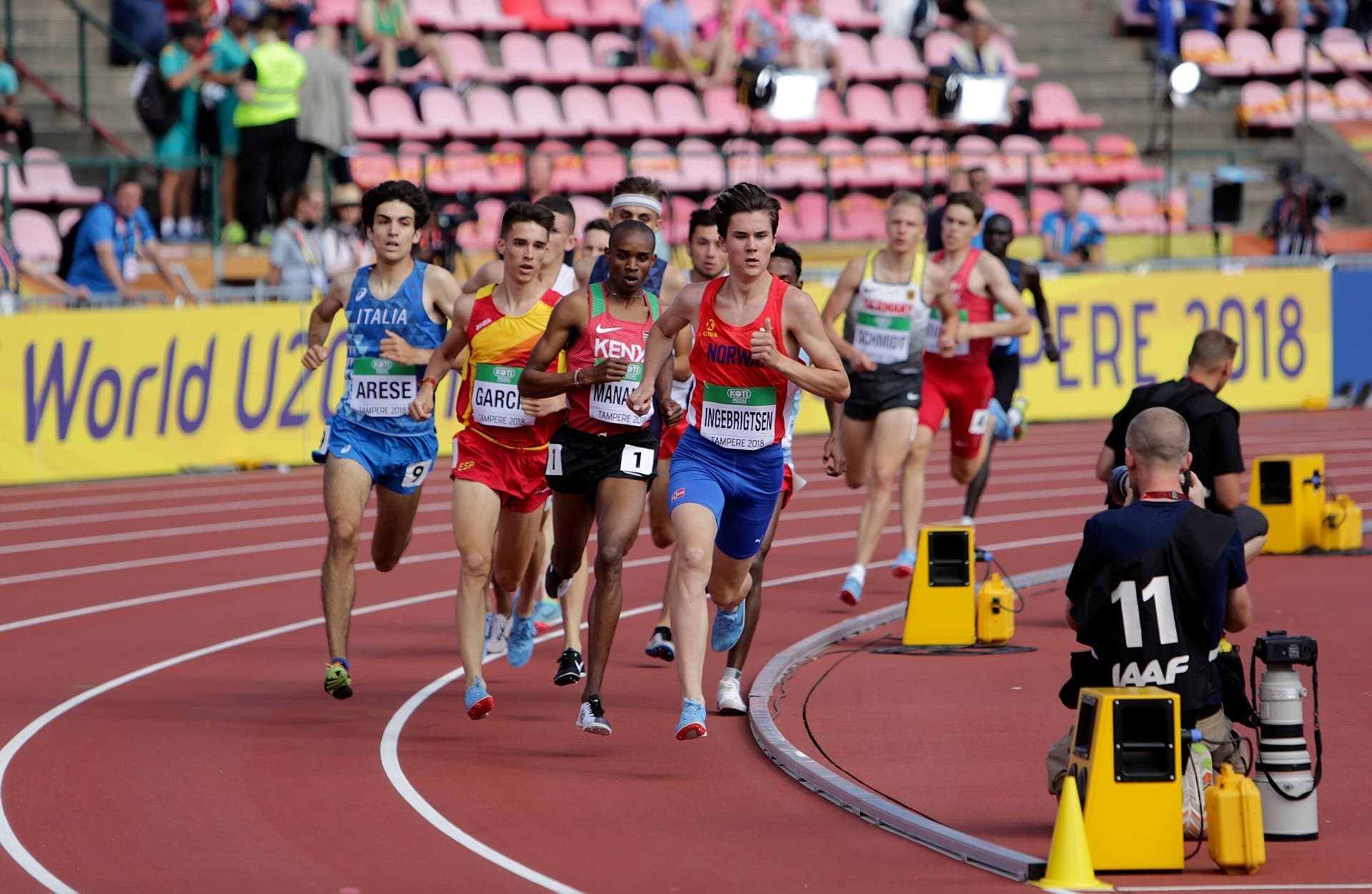 Jakob Ingebrigtsen 1500 metres in the IAAF World U20 Championship in Tampere, Finland 10th July, 2018