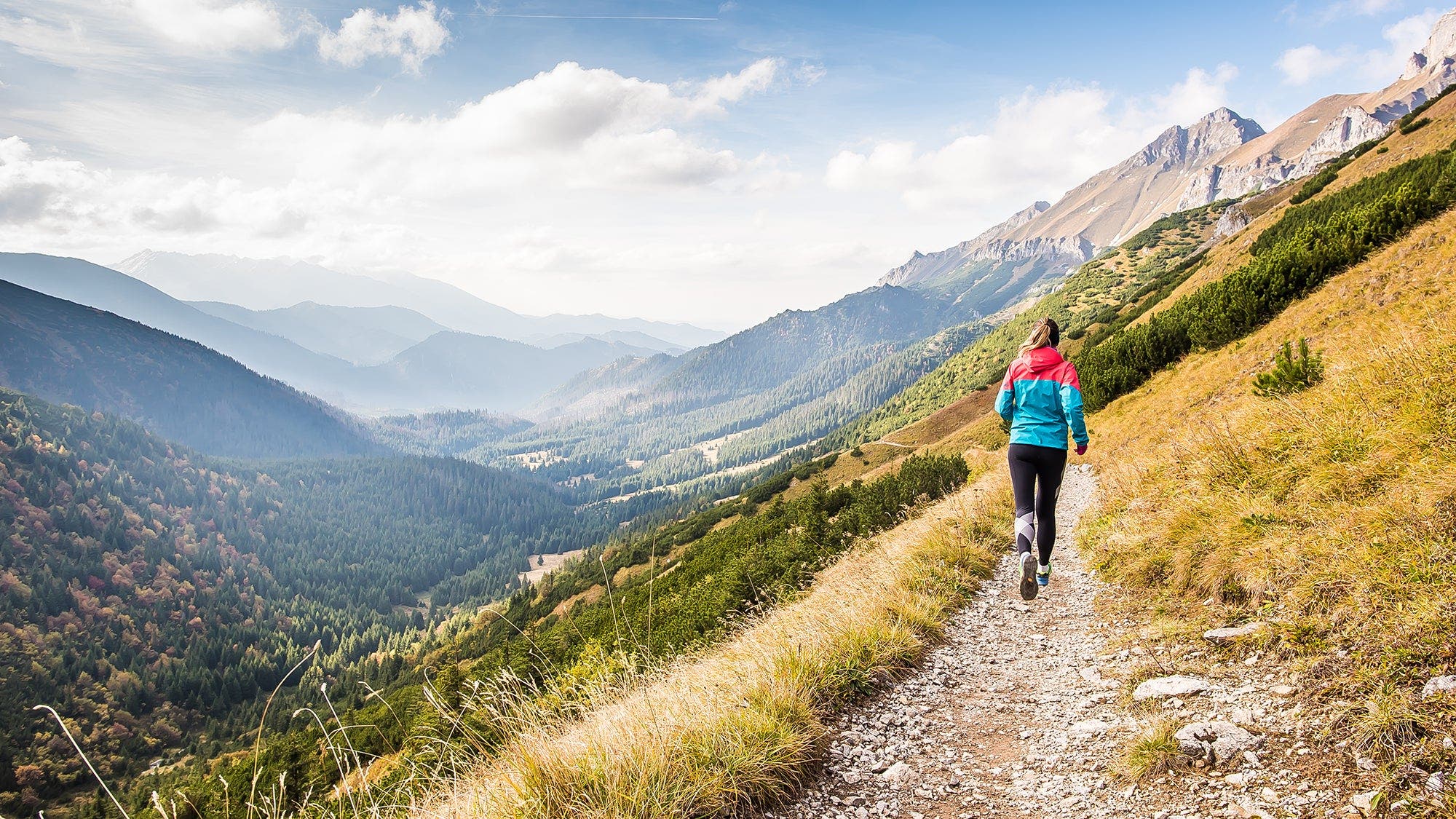 long gradual trail to distant peak