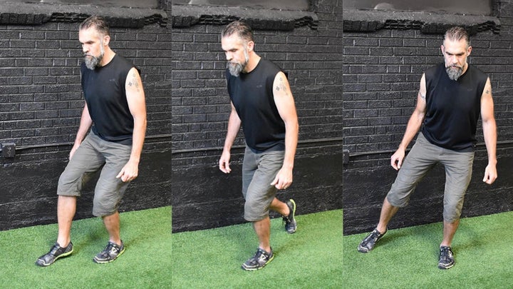 single-leg squats with forward, rear and lateral support