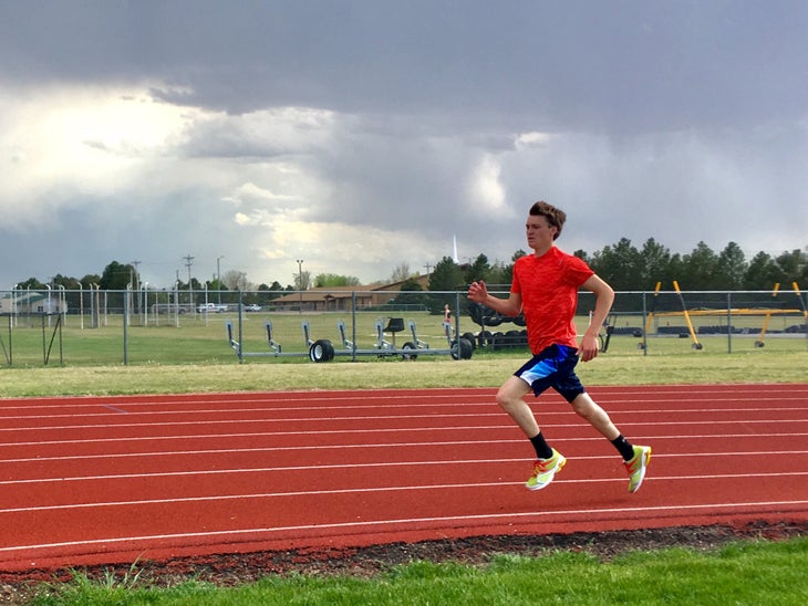 solo man running fast on track