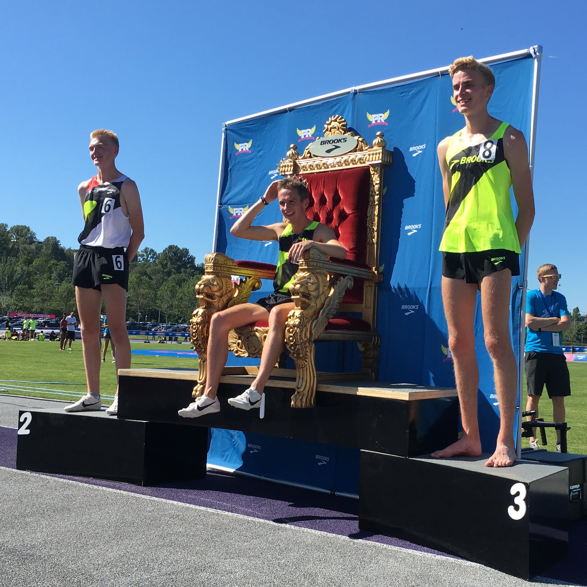 Cole Sprout throne, Brooks PR