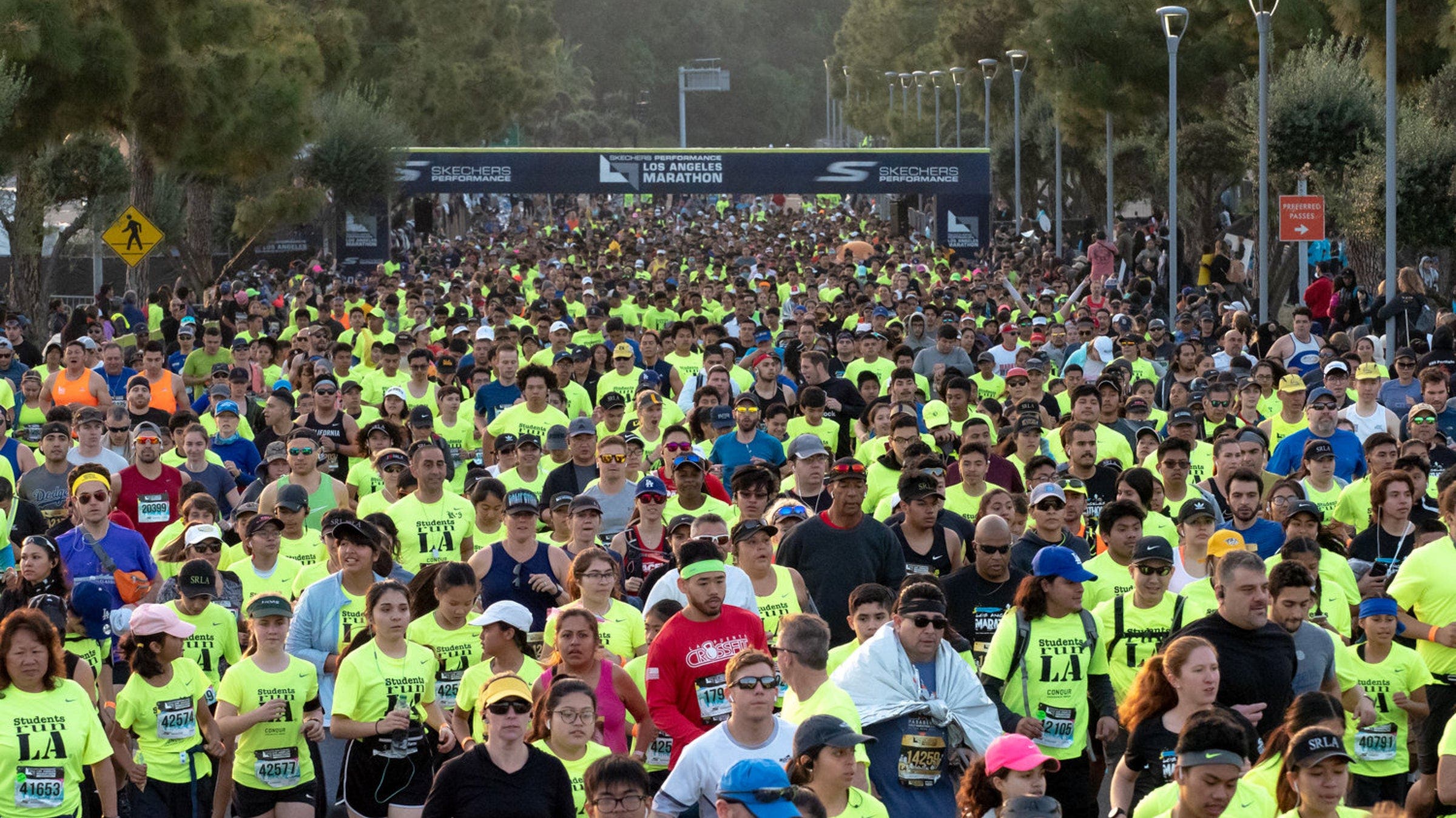 Shot of the crowd at the start of the LA Marathon