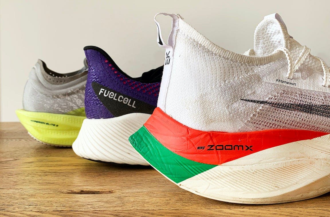 Supershoe soles, close up photo.